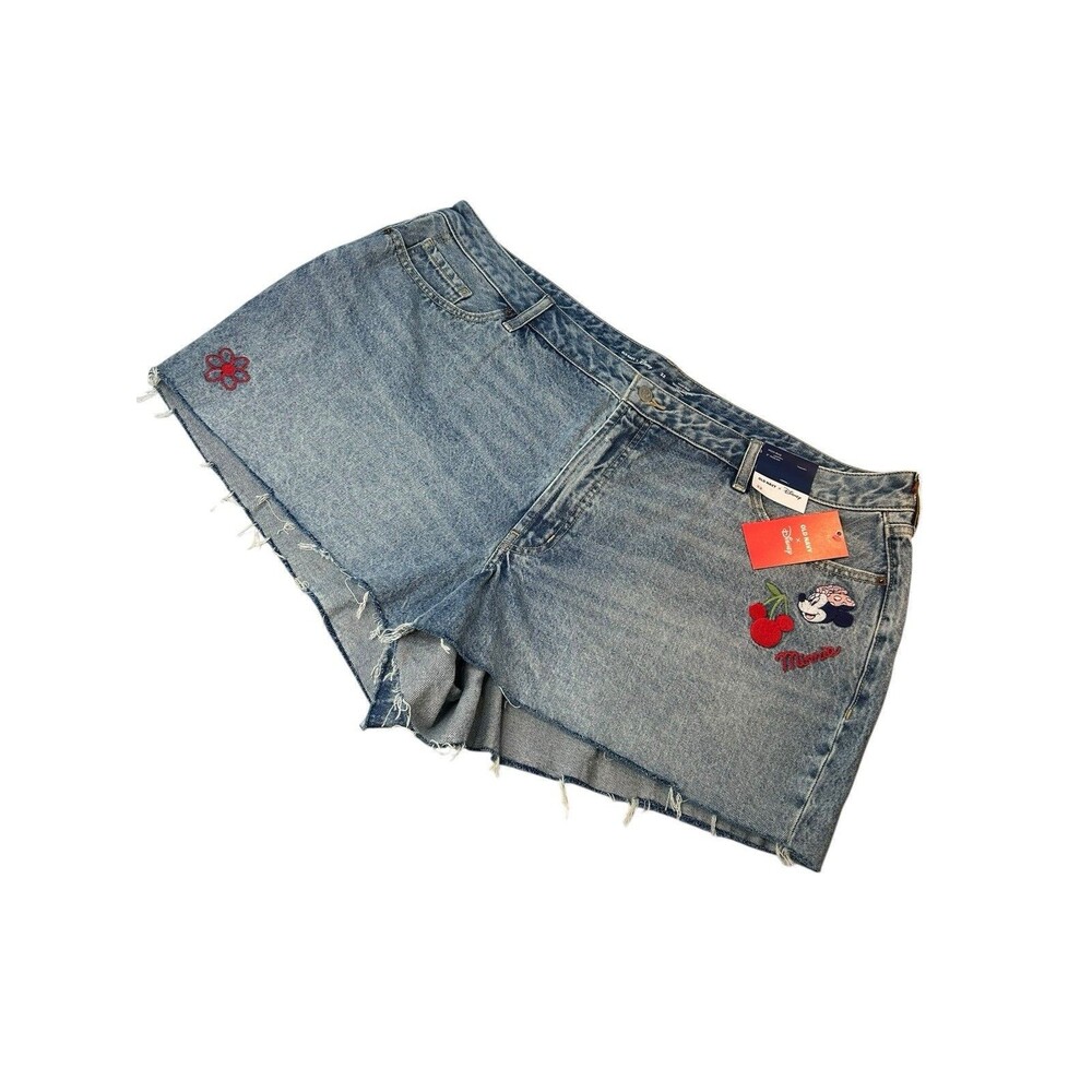 Old Navy x Disney Women's Denim Shorts Minnie Mouse Plus Size 22 Embroidered NWT